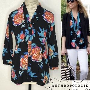 Anthropologie Maeve Woodland Walk Floral Blouse